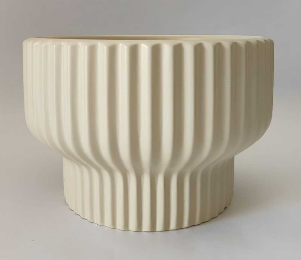 Beige Striped Plant Pot